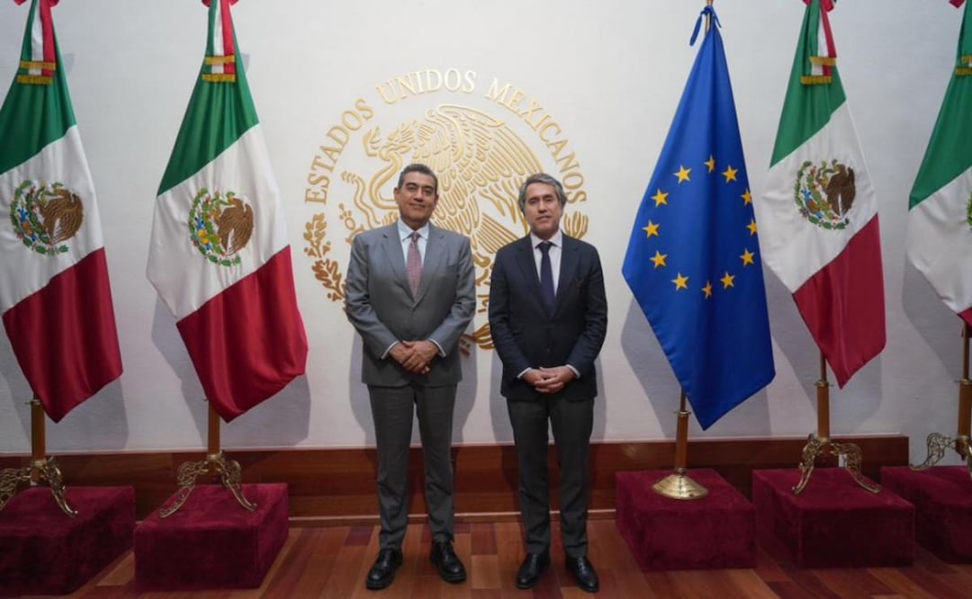 Comisionado Sergio Salomón Céspedes y el embajador de la Unión Europea en México, Francisco André (30/04/2026). Foto: X (@SergioSalomonC)