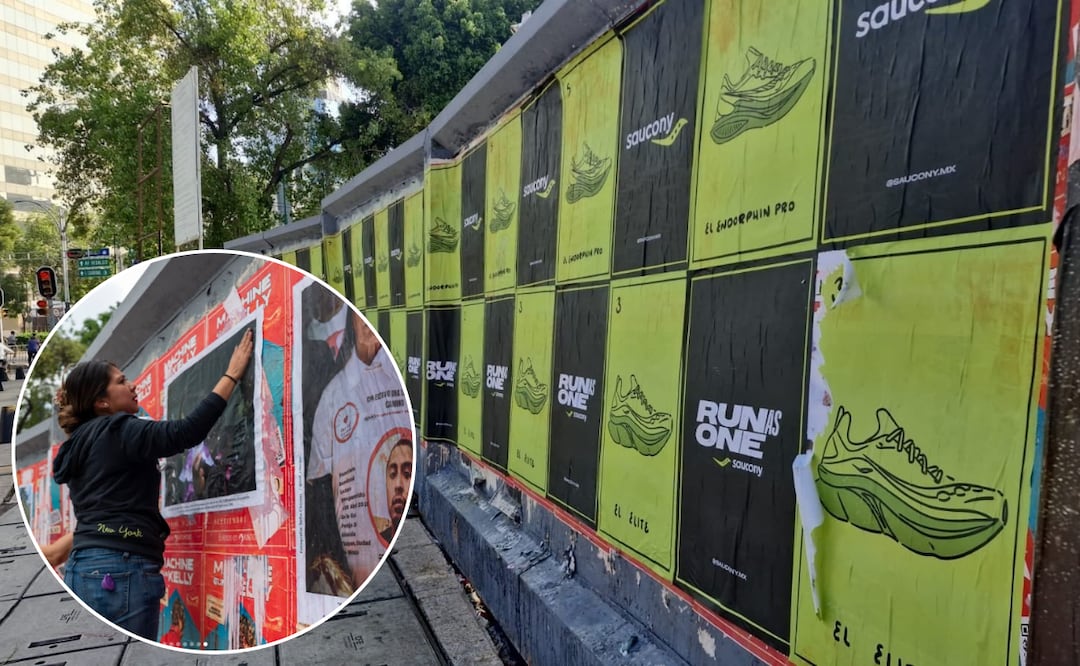 Tunden en redes a marca deportiva Saucony por cubrir material de "La Pega" sobre desapariciones en México. Foto: Redes Sociales @la_pegamx y @elhaaronjpg
