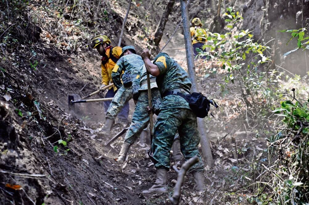 Por lo accidentado del terreno fue difícil para los brigadistas llegar a varios puntos del parque nacional. Los fuertes vientos y las altas temperaturas avivaron rápidamente las llamas y favorecieron la propagación del siniestro. FOTOS: CIUDADANOSMX