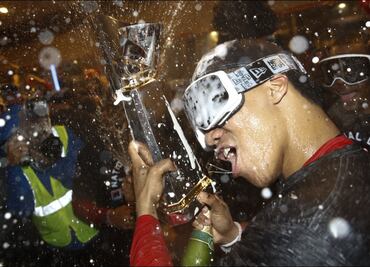 Juan Soto, de los 'Nats', deja el jugo por tomar champaña