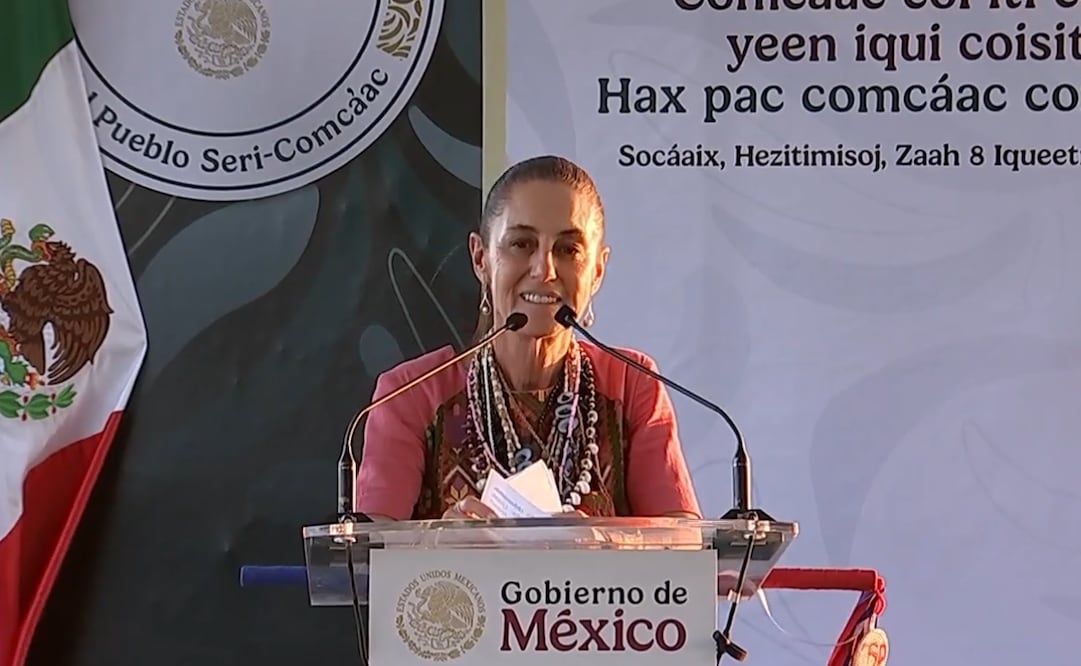 La presidenta de México, Claudia Sheinbaum, durante la inauguración del Acueducto Seri en Hermosillo, Sonora. Foto: Captura de pantalla