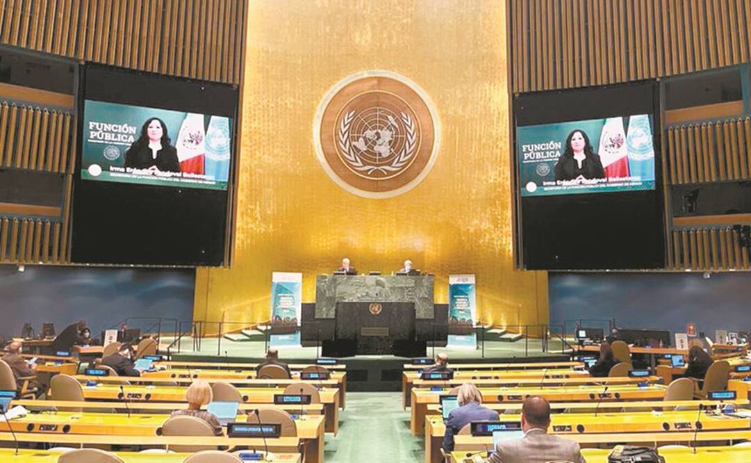 En un foro organizado por la ONU, Irma Eréndira Sandoval dijo que la revisión de las contrataciones públicas evitó actos de corrupción. Foto: Tomada de Twitter