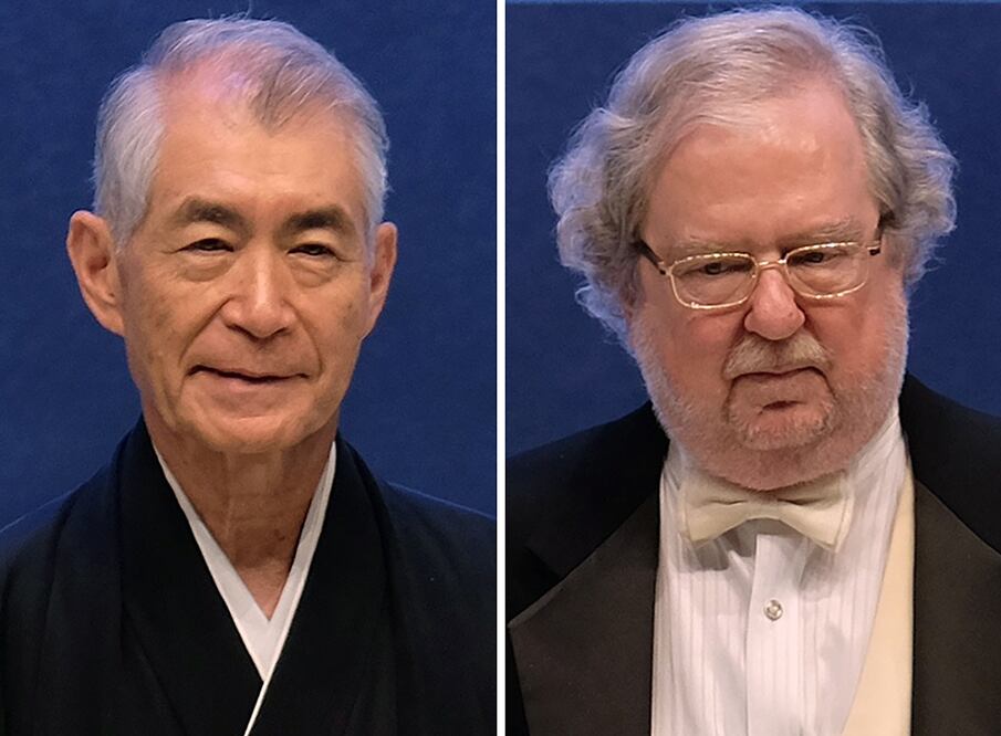 El japonés Tasuku Honjo y el estadounidense James P. Allison. Foto: AFP