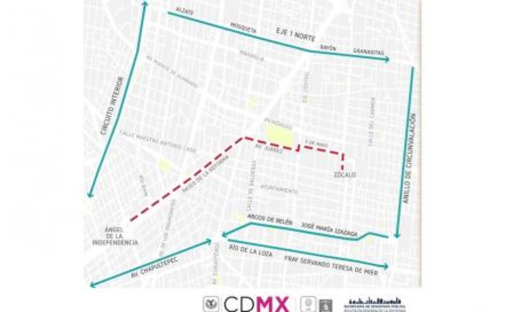Mapa. La ruta de la marcha LGBTTTI