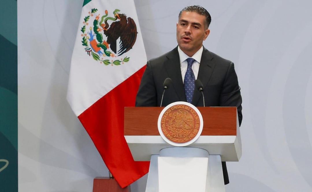Omar García Harfuch, secretario de Seguridad y Protección Ciudadana durante la conferencia de prensa de la presidenta Claudia Sheinbaum desde Toluca, Edomex (22/07/2026). Foto: Alejandro Vargas