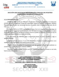 Sección 22 ve ‘desaparición forzada’ en detención de líder en Oaxaca