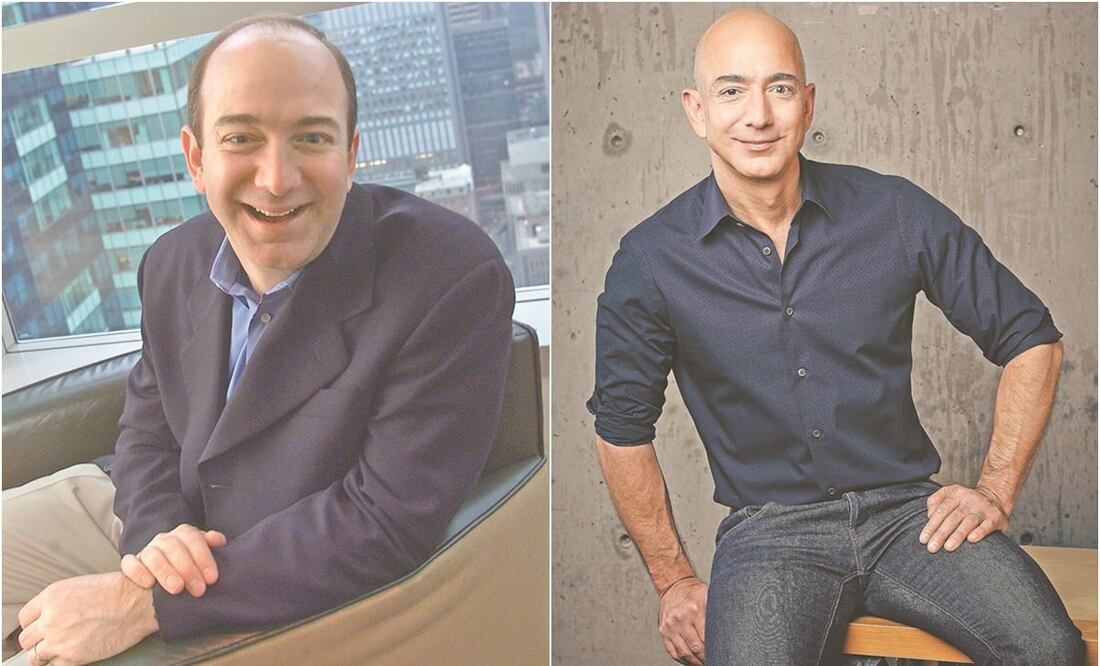 En 1996, Jeff Bezos vestía ropa más holgada y no intentaba disimular su alopecia avanzada. Fotos: Archivo. EL UNIVERSAL