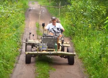 VIDEO: fabrican “auto” con troncos de árboles