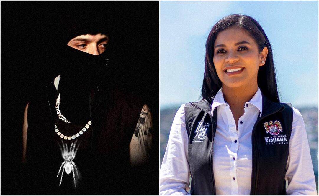 Peso Pluma y alcaldesa de Tijuana, Monserrat Caballero. Fotos: Tomadas de redes sociales