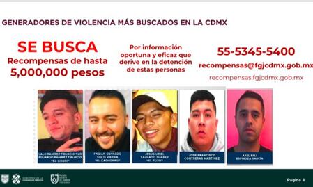 Estos son los 5 más buscados en la CDMX; uno es líder de la Unión Tepito 