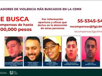 Estos son los 5 más buscados en la CDMX; uno es líder de la Unión Tepito