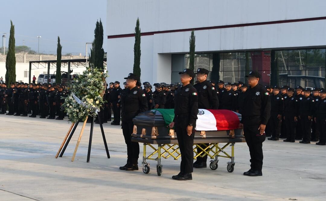Despiden con honores de cuerpo presente a policía de Tamaulipas. Foto: Especial
