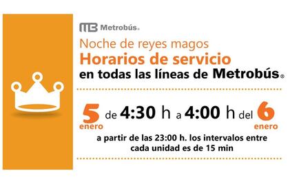 Metrobús dará servicio extendido para ayudar a transportar a Reyes Magos
