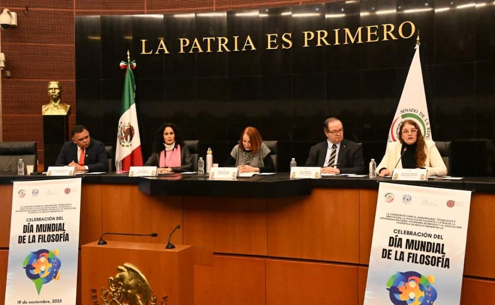 El rector de la UNAM, Leonardo Lomelí, en el Foro por la celebración del Día Mundial de la Filosofía del Senado de la República este miércoles 19 de noviembre de 2025. Foto: Especial