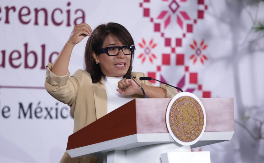 Columba López en la “Mañanera del Pueblo” del 5 de agosto de 2026 en Palacio Nacional. Foto: Fernanda Rojas/ EL UNIVERSAL