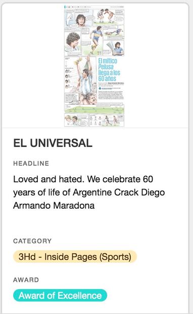 EL UNIVERSAL gana 4 premios por diseño e infografía