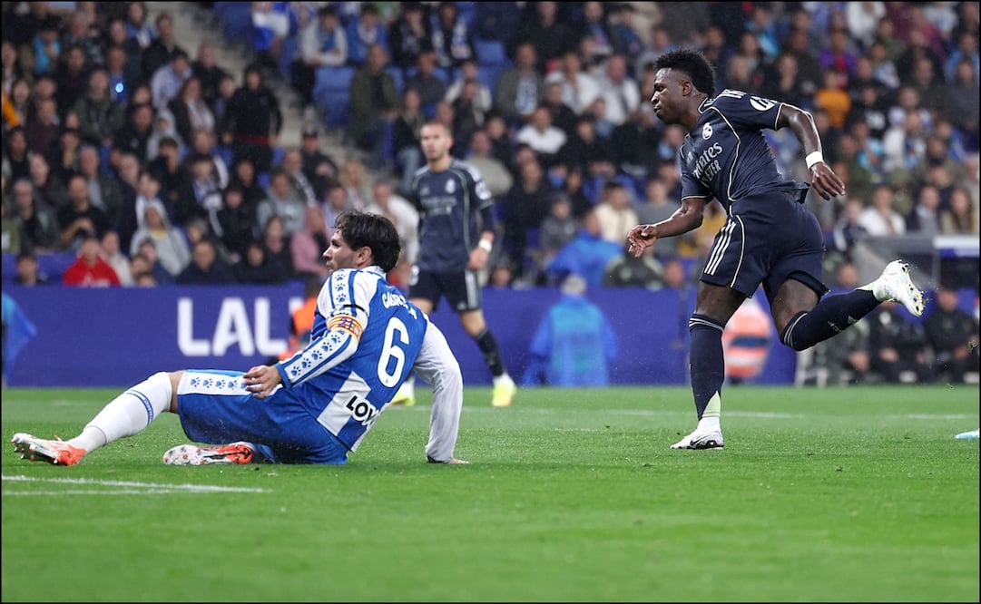 Vinícius anota uno de sus dos goles ante el Espanyol. FOTO: AP
