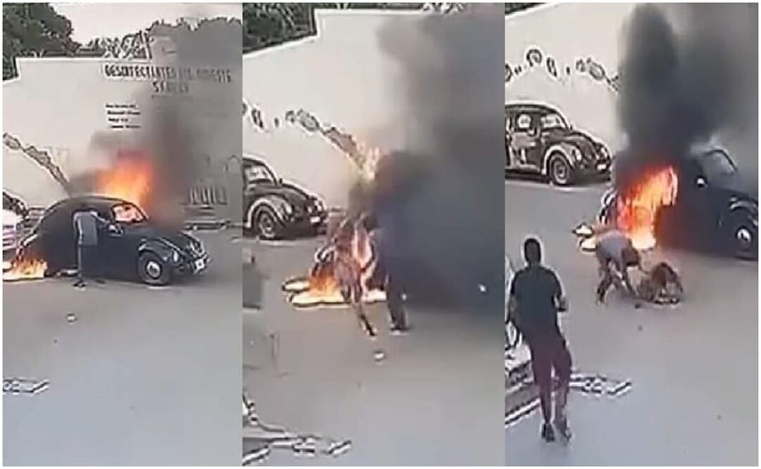 Este 16 de octubre se reporta que una madre y su hija se salvan de morir quemadas en calles de Yucatán luego de que su auto se incendió inesperadamente (16/10/2024). Foto: Especial