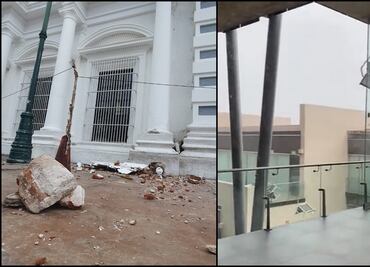 Lluvia y granizo provocan daños al palacio de Gobierno de Sonora; viento arranca árboles y espectaculares