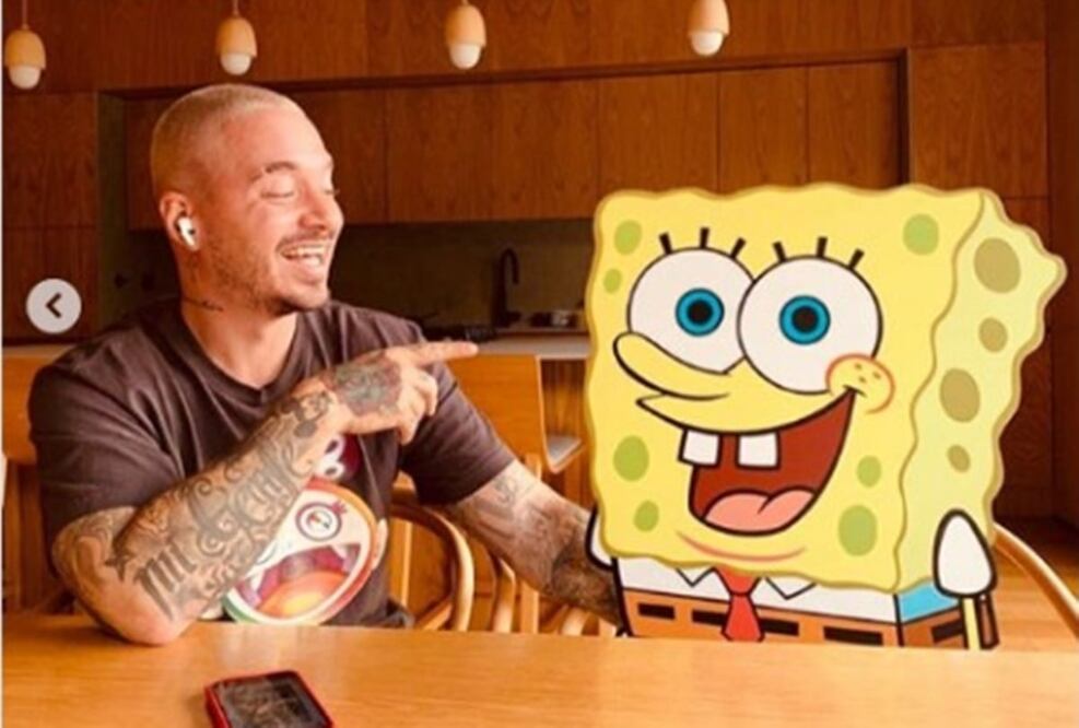 J Balvin y Bob Esponja. Foto: Captura Instagram