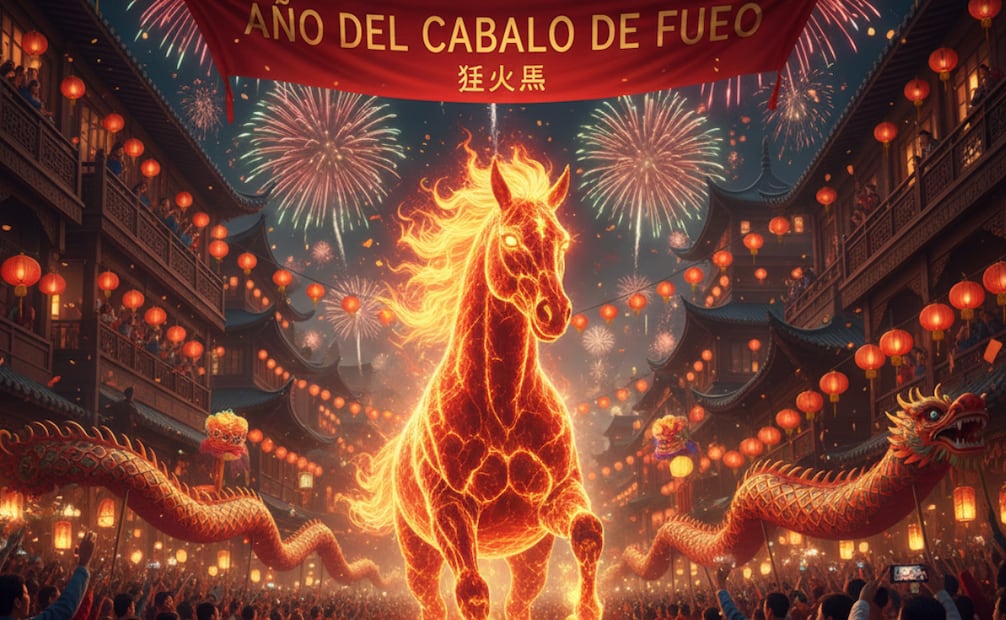 Este es el significado del Caballo de Fuego en el Año Nuevo Chino. Foto: Creada con IA