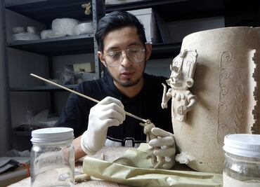 Restauran mil piezas prehispánicas, salvadas del paso del Tren Maya en sureste mexicano