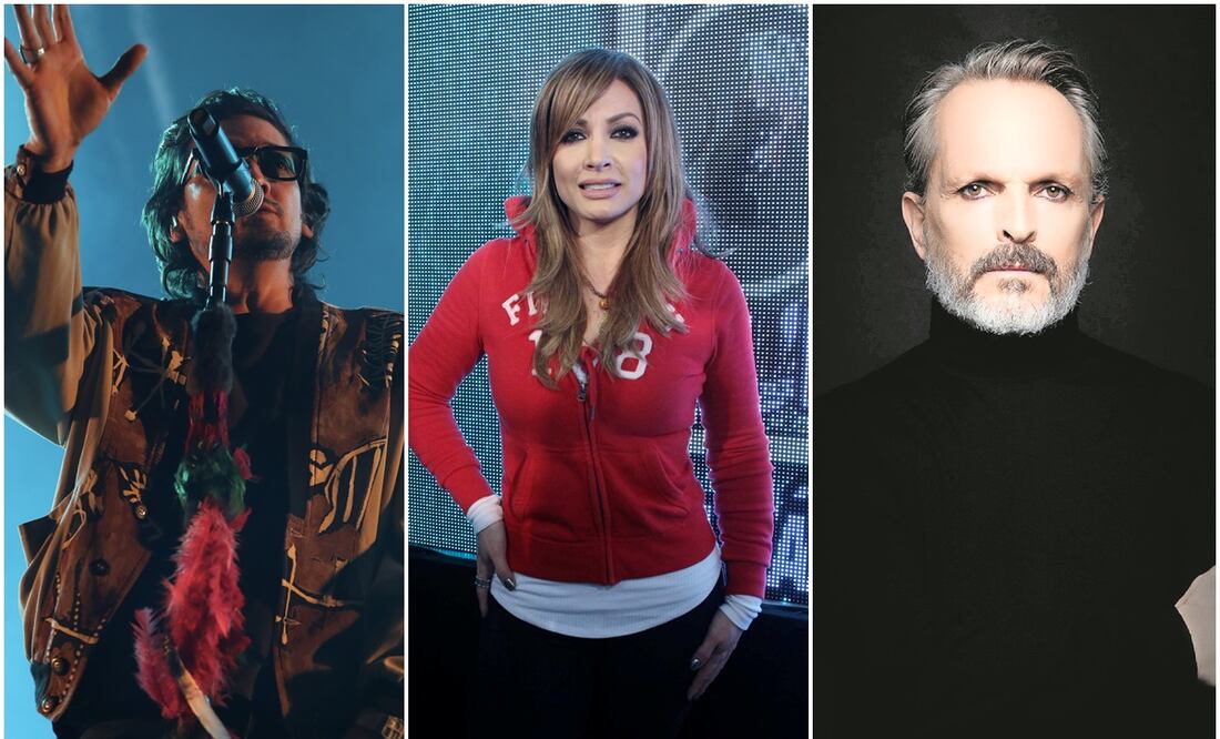 León Larregui, Paty Navidad y Miguel Bosé. Fotos: Archivo