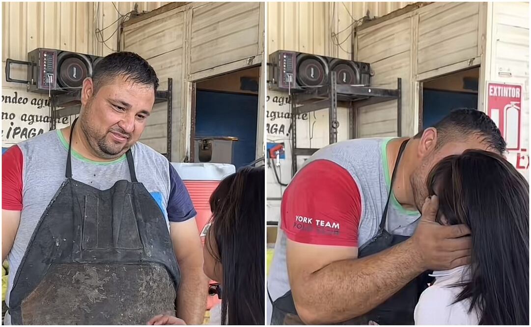 En el video se ve llegar a la niña al trabajo de su papá y cómo le cuenta con gran emoción todo lo que hizo para comprarle su regalo del Día del Padre. Foto: Tiktok @airamachado_mua