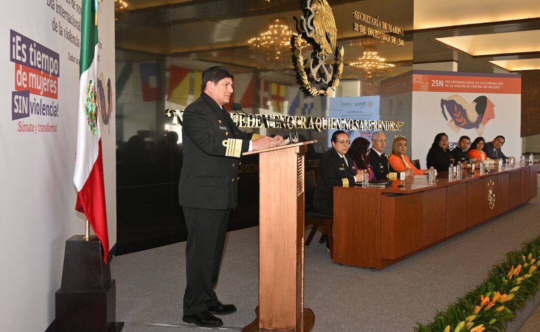 Día Internacional de la Eliminación de la Violencia contra las Mujeres, con la inauguración de la exposición “Derechos Humanos de las Mujeres” SEMAR, 25 de noviembre de 2024. Foto: Especial