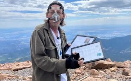 Rompe récord Guinness tras escalar montaña empujando un maní con su nariz