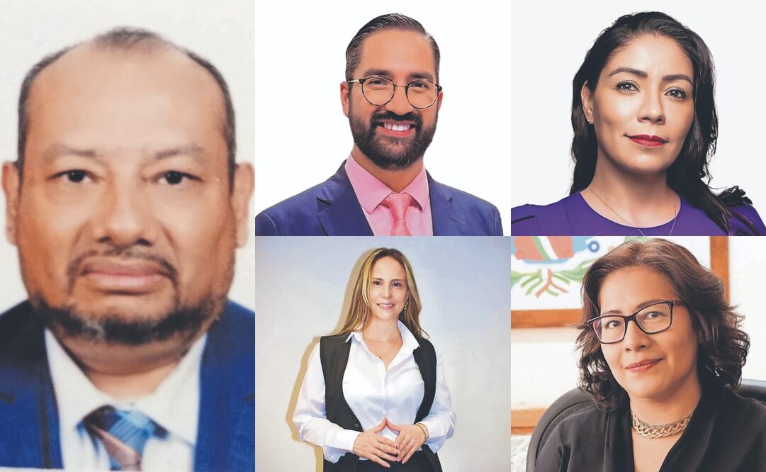 Jerónimo Alejo Nicolás, Diego Armando Guerrero García, Martha Alejandra Chávez Camarena, Ixchel Saraí Alzaga Alcántara y Nahyeli Ortíz Quintero; se perfilan para presidir el Tribunal de Disciplina Judicial de la Ciudad de México. Fotos: Especial