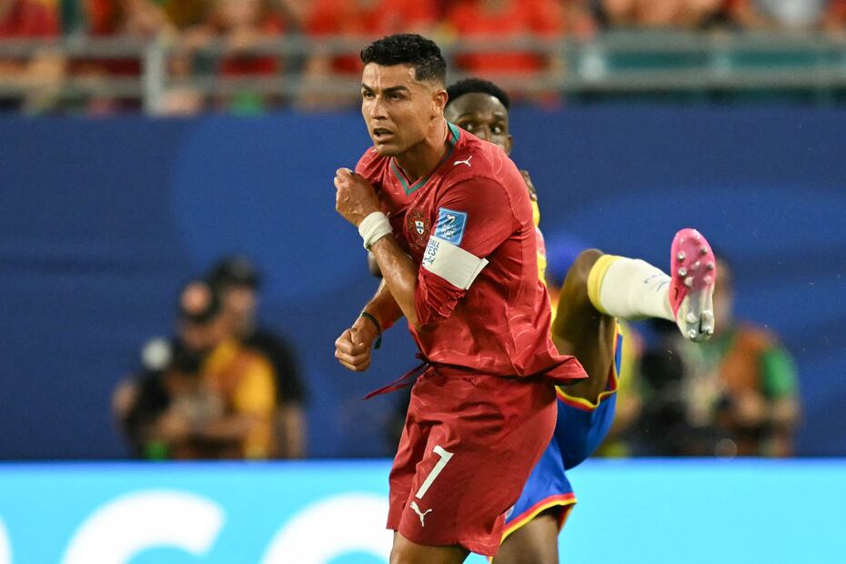 Cristiano Ronaldo en partido contra Colombia, durante la tercera fecha de la Fase de Grupos del Mundial de 2026 - Foto: AFP