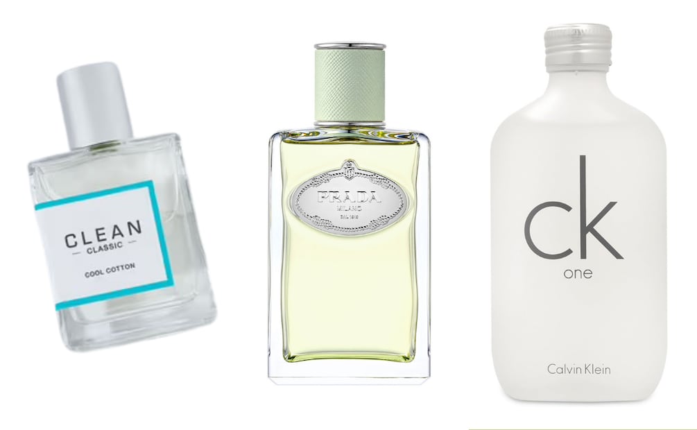 Clean Classic - Warm Cotton, Eau de Parfum Infusion D'Iris, Calvin Klein - CK One. Foto: Walmart, Prada, Amazon