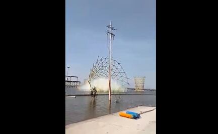 VIDEO. Sigue desmantelamiento del NAIM en Texcoco; captan derribo de una de sus estructuras