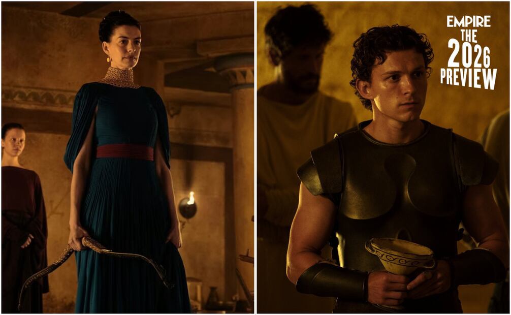 Primer vistazo de Tom Holland como Telémaco y Anne Hathaway como Penélope. Fotos: Empire