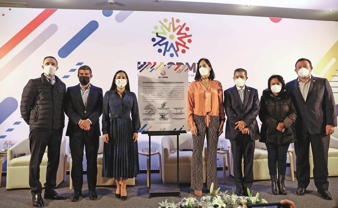 Alcaldes de la UNACDMX anunciaron que Giovani Gutiérrez asume la vocería de la unión. Foto: Diego Simón. EL UNIVERSAL