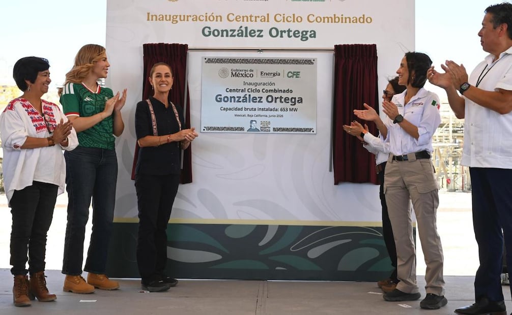 Claudia Sheinbaum durante la inauguración de la Central de Ciclo Combinado González Ortega en Baja California (21/06/2026). Foto: Especial