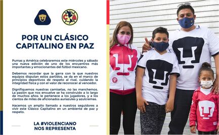 América y Pumas emiten mensaje previo al Clásico Capitalino
