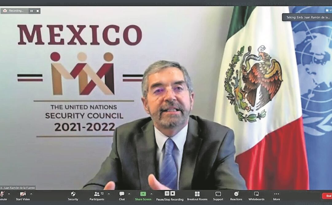 El embajador mexicano ante la ONU, Juan Ramón de la Fuente, dijo que México tiene mucho que ofrecer y aprender en el Consejo de Seguridad. Foto: TOMADA DE VIDEO