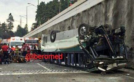 Vuelca autobús en la México-Toluca; reportan 15 heridos