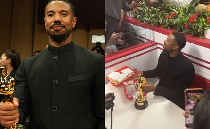 Michael B. Jordan celebró su triunfo en el Oscar entre hamburguesas y sus fans