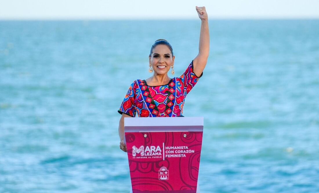 La gobernadora de Quintana Roo, Mara Lezama, rinde su tercer informe de gobierno (04/09/2025). Foto: Especial