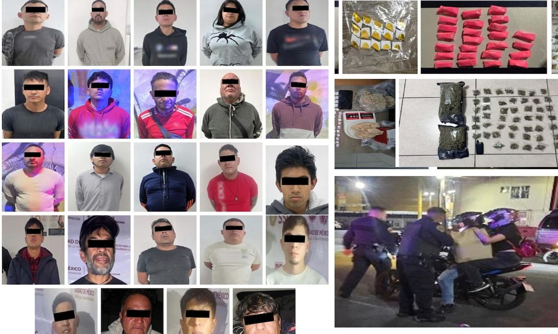 La Secretaría de Seguridad Ciudadana de la Ciudad de México informa del aseguramiento de 24 personas por diversos delitos en múltiples colonias de la alcaldía Venustiano Carranza. Foto: Pablo Vázquez Camacho (X-@PabloVazC)