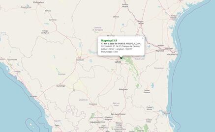 Se registra sismo en la región sureste de Coahuila