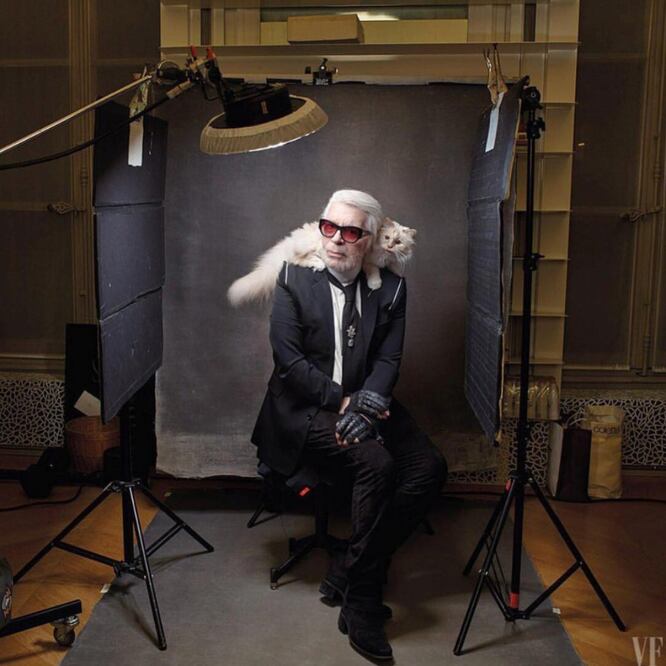 Karl Lagerfeld y su gata Choupette. Foto: Instagram