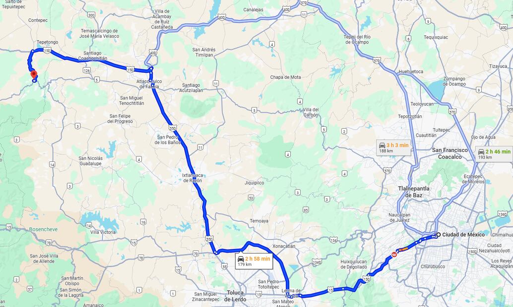 Ruta 2 a Tlalpujahua. Foto: Captura de pantalla