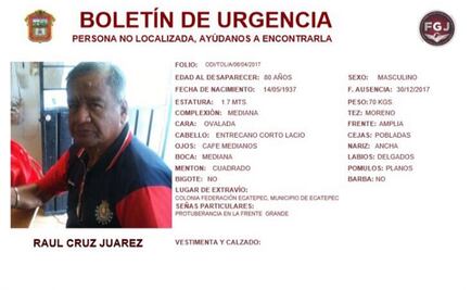 Activan Alerta Odisea por adulto mayor extraviado en Ecatepec