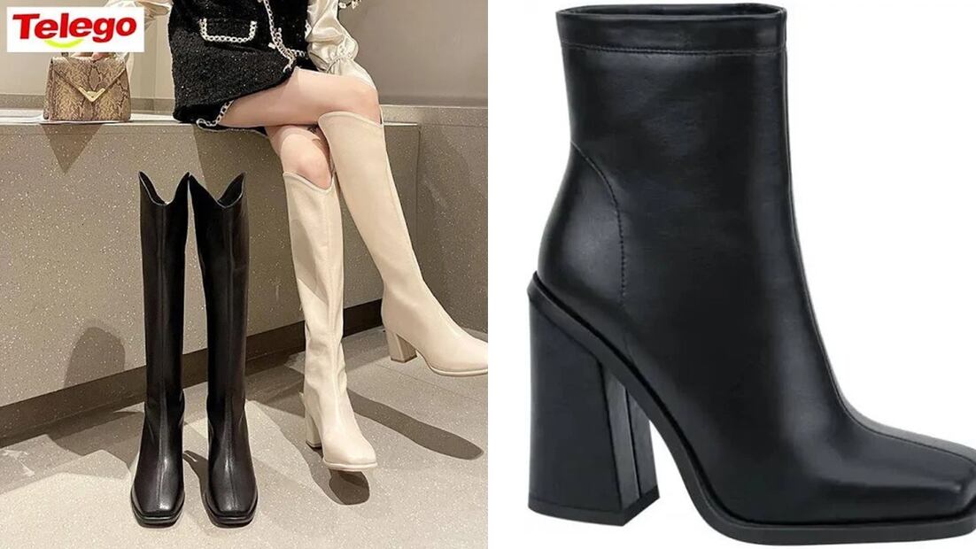 Botas de punta cuadrada. Foto: Shopee/Mercado Libre