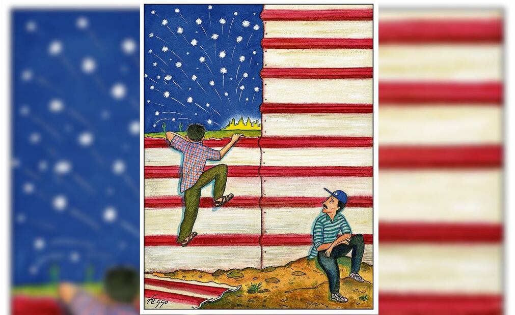 En septiembre, un cartón que el mexicano Feggo creó en 1999 y que se exhibía en un museo de EU fue censurado por tratar el tema de la migración. Cartón: Feggo