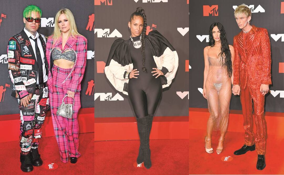 Izquierda, Mod Sun y Avril Lavigne; Centro, Alicia Keys; Derecha, Megan Fox y Machine Gun Kelly. Fotos: Agencia.